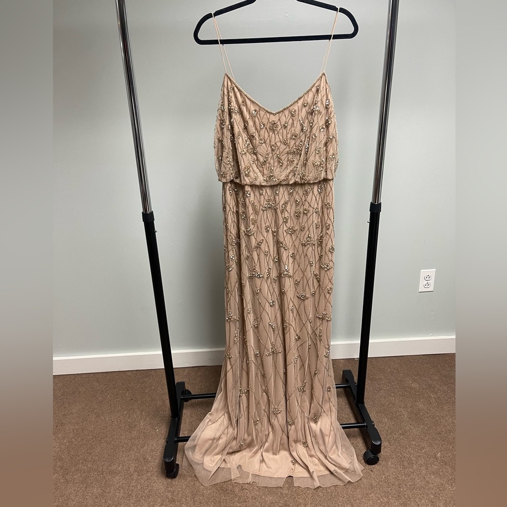 Adrianna Papell BEADED BLOUSON GOWN IN CHAMPAGNE